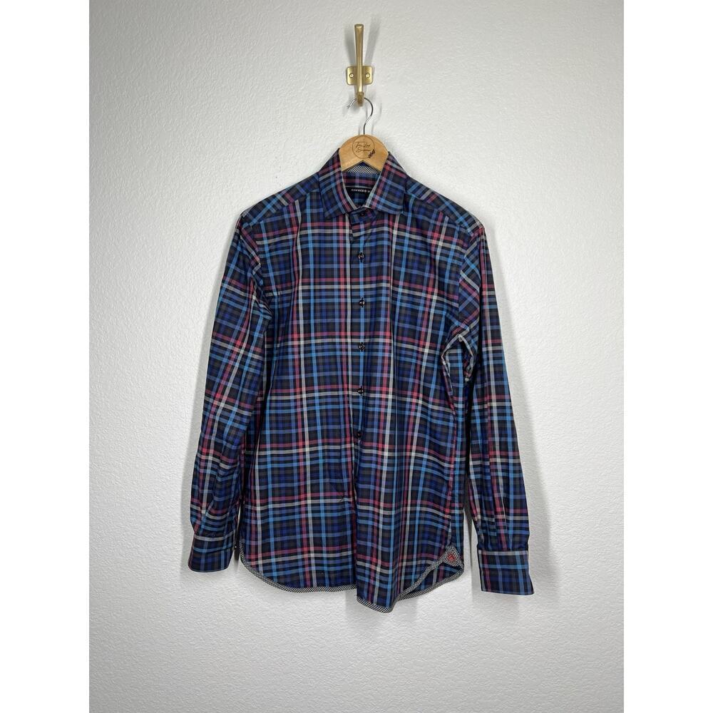 Hammer Made Plaid Button Front Shirt Mens 38/15 Multicolor Long Sleeves